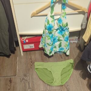 Marilyn Monroe Green and Blue Floral Swimwear